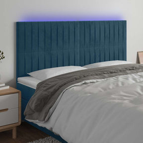 Vidaxl hoofdbord led 180x5x118 128 cm fluweel donkerblauw