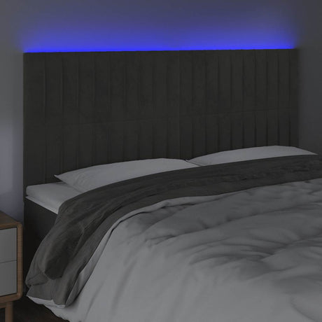 Vidaxl hoofdbord led 200x5x118 128 cm fluweel donkergrijs