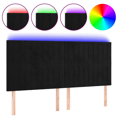 Vidaxl hoofdbord led 200x5x118 128 cm fluweel zwart