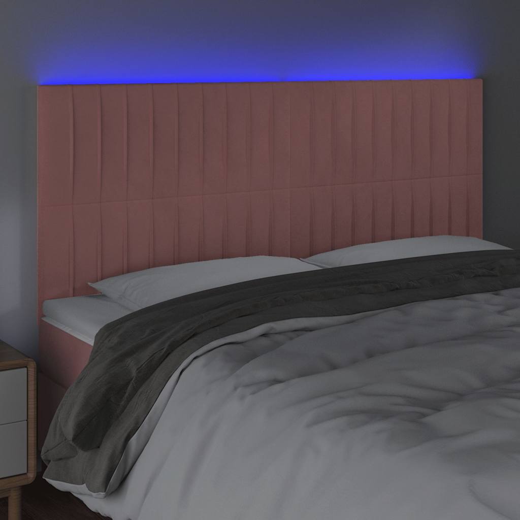 Vidaxl hoofdbord led 200x5x118 128 cm fluweel roze