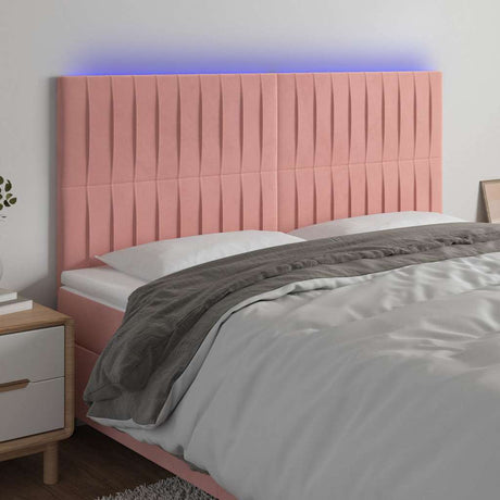 Vidaxl hoofdbord led 200x5x118 128 cm fluweel roze