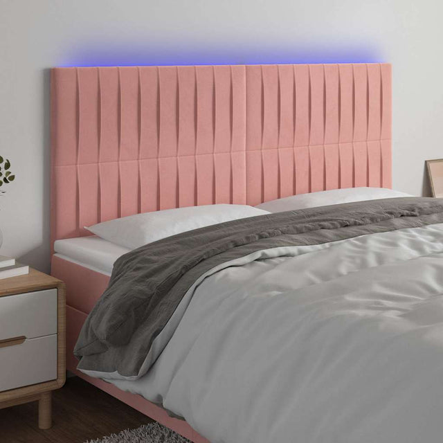 Vidaxl hoofdbord led 200x5x118 128 cm fluweel roze
