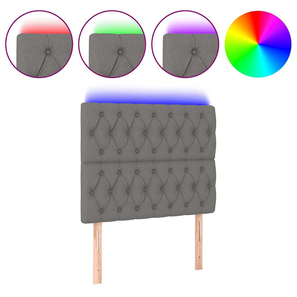 Vidaxl hoofdbord led 90x7x118 128 cm stof donkergrijs
