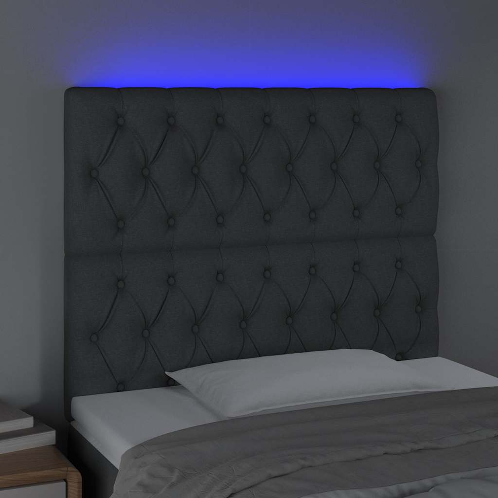Vidaxl hoofdbord led 90x7x118 128 cm stof donkergrijs