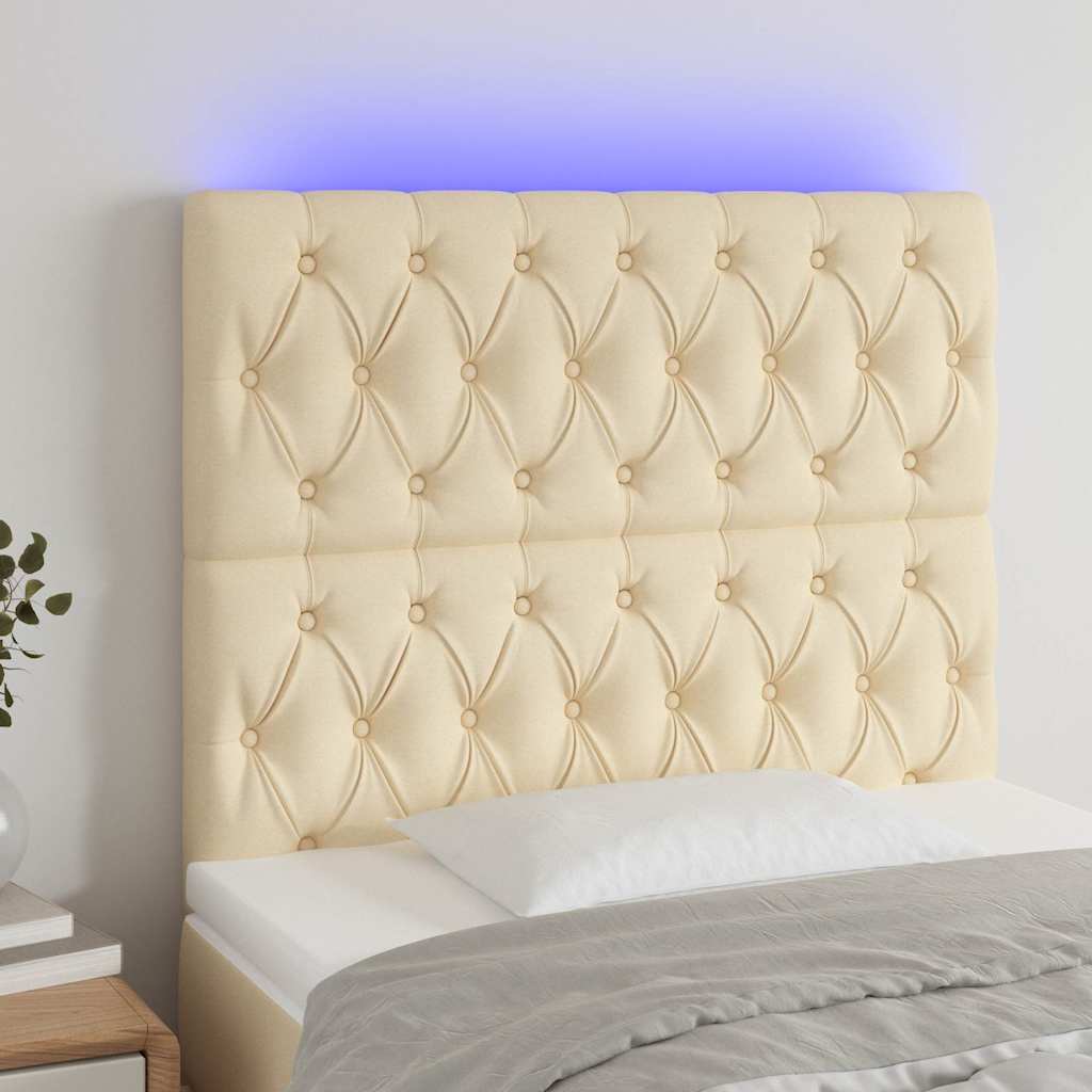 Vidaxl hoofdbord led 90x7x118 128 cm stof crèmekleurig