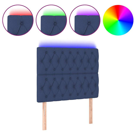 Vidaxl hoofdbord led 90x7x118 128 cm stof blauw