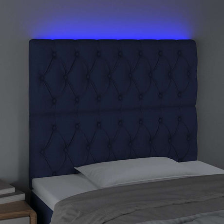 Vidaxl hoofdbord led 90x7x118 128 cm stof blauw