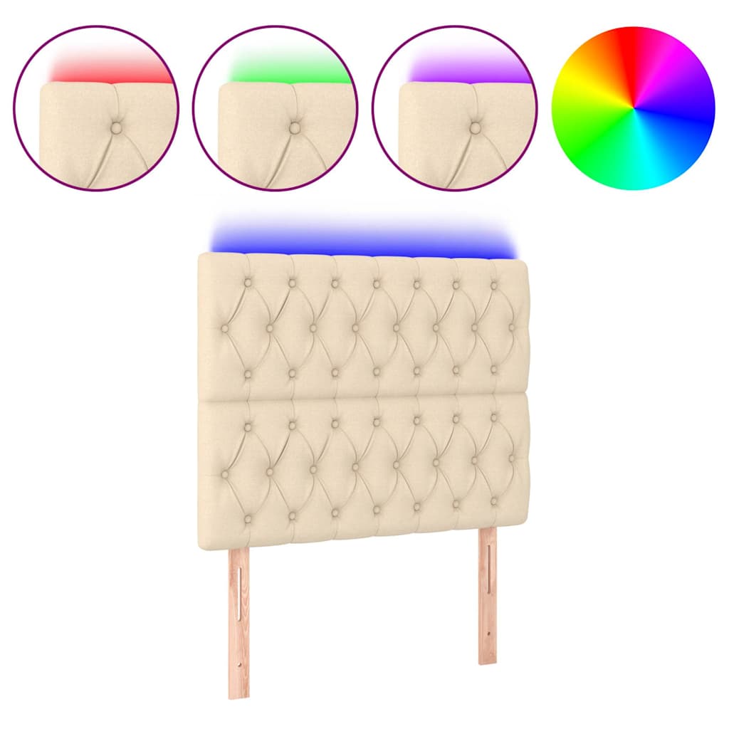 Vidaxl hoofdbord led 100x7x118 128 cm stof crèmekleurig