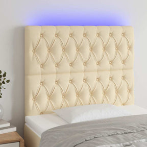 Vidaxl hoofdbord led 100x7x118 128 cm stof crèmekleurig