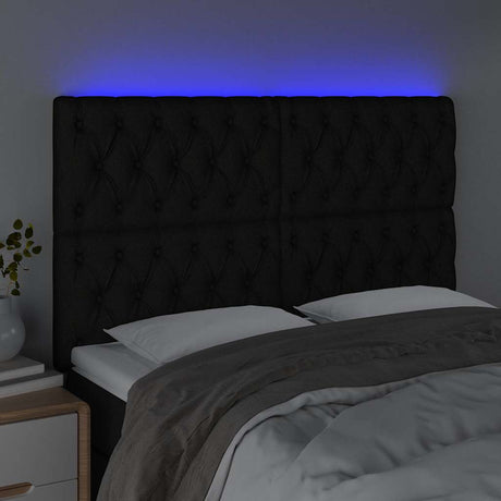 Vidaxl hoofdbord led 144x7x118 128 cm stof zwart