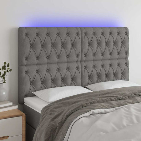 Vidaxl hoofdbord led 160x7x118 128 cm stof donkergrijs