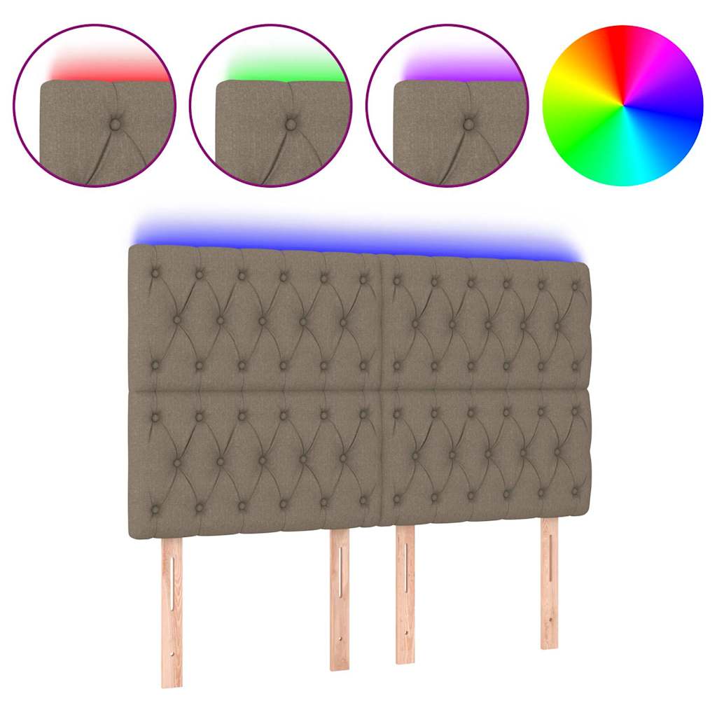 Vidaxl hoofdbord led 160x7x118 128 cm stof taupe