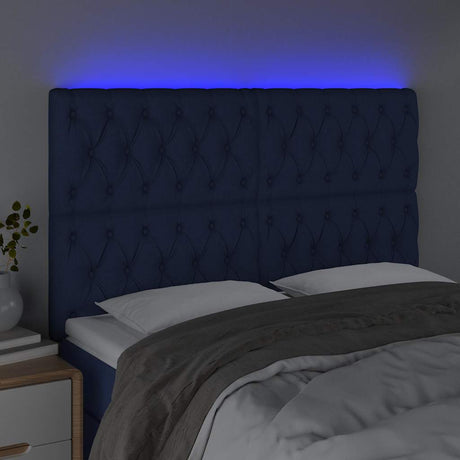 Vidaxl hoofdbord led 160x7x118 128 cm stof blauw