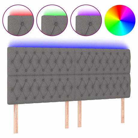 Vidaxl hoofdbord led 180x7x118 128 cm stof donkergrijs