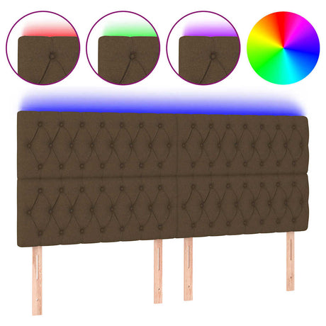 Vidaxl hoofdbord led 180x7x118 128 cm stof donkerbruin