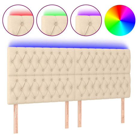 Vidaxl hoofdbord led 180x7x118 128 cm stof crèmekleurig