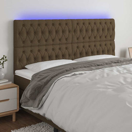 Vidaxl hoofdbord led 200x7x118 128 cm stof donkerbruin