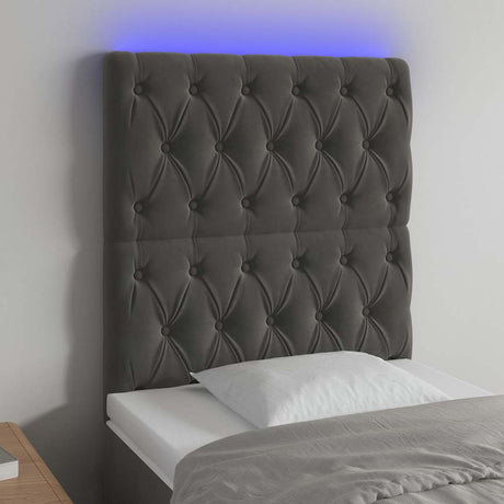 Vidaxl hoofdbord led 80x7x118 128 cm fluweel donkergrijs