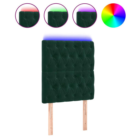 Vidaxl hoofdbord led 80x7x118 128 cm fluweel donkergroen
