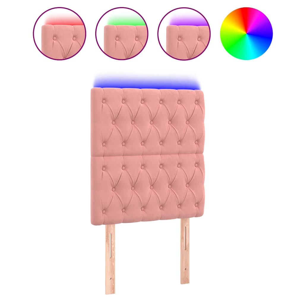 Vidaxl hoofdbord led 80x7x118 128 cm fluweel roze