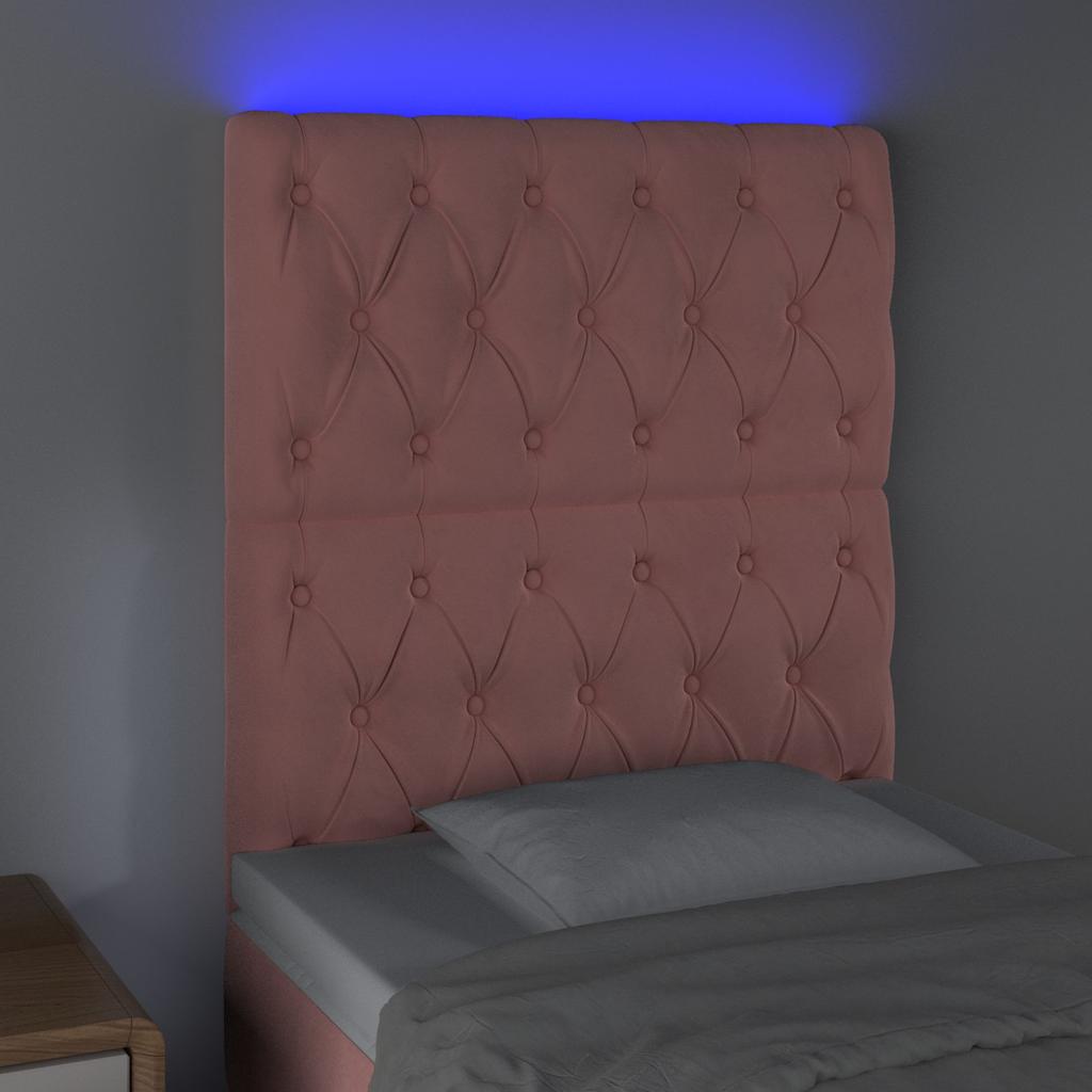Vidaxl hoofdbord led 80x7x118 128 cm fluweel roze