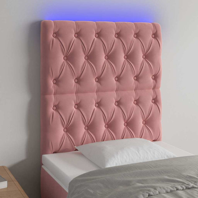 Vidaxl hoofdbord led 80x7x118 128 cm fluweel roze