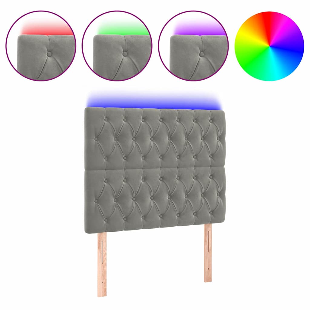 Vidaxl hoofdbord led 90x7x118 128 cm fluweel lichtgrijs