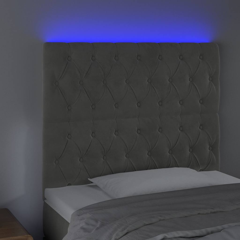 Vidaxl hoofdbord led 90x7x118 128 cm fluweel lichtgrijs