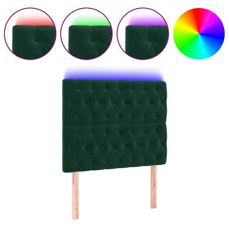 Vidaxl hoofdbord led 90x7x118 128 cm fluweel donkergroen