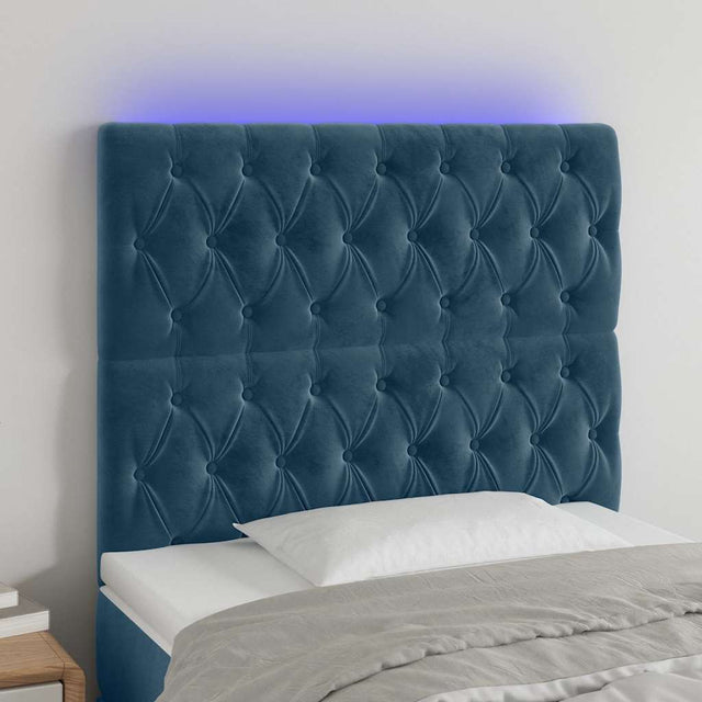 Vidaxl hoofdbord led 90x7x118 128 cm fluweel donkerblauw