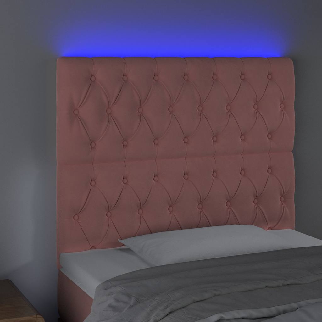 Vidaxl hoofdbord led 100x7x118 128 cm fluweel roze