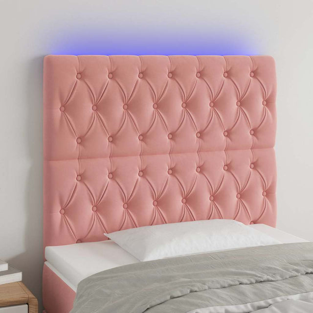 Vidaxl hoofdbord led 100x7x118 128 cm fluweel roze