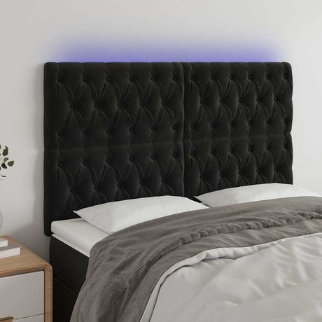 Vidaxl hoofdbord led 144x7x118 128 cm fluweel zwart