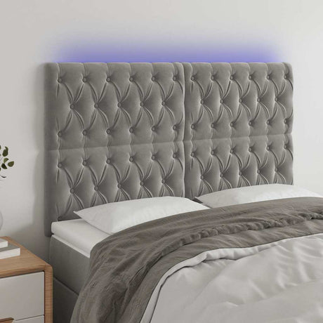 Vidaxl hoofdbord led 160x7x118 128 cm fluweel lichtgrijs