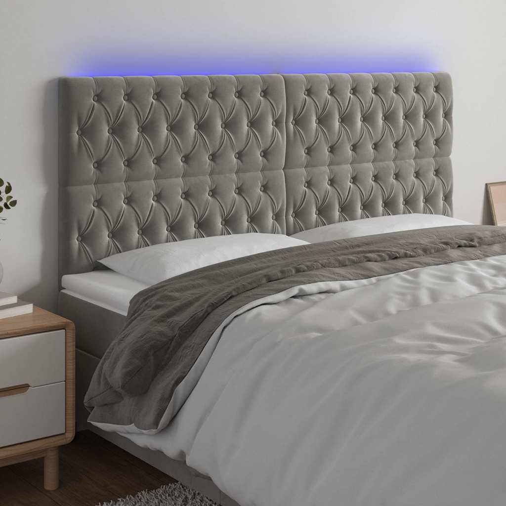 Vidaxl hoofdbord led 180x7x118 128 cm fluweel lichtgrijs