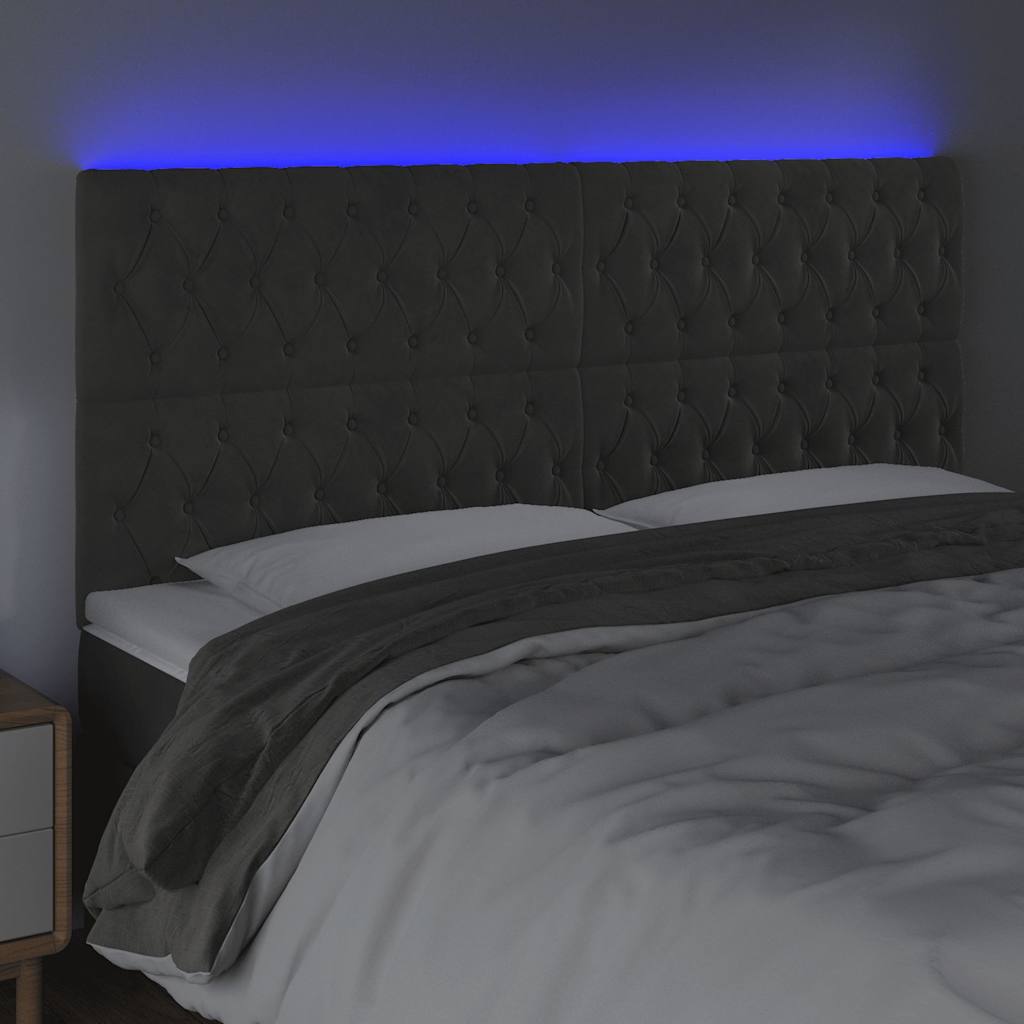Vidaxl hoofdbord led 180x7x118 128 cm fluweel donkergrijs