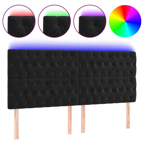 Vidaxl hoofdbord led 180x7x118 128 cm fluweel zwart