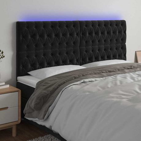 Vidaxl hoofdbord led 180x7x118 128 cm fluweel zwart