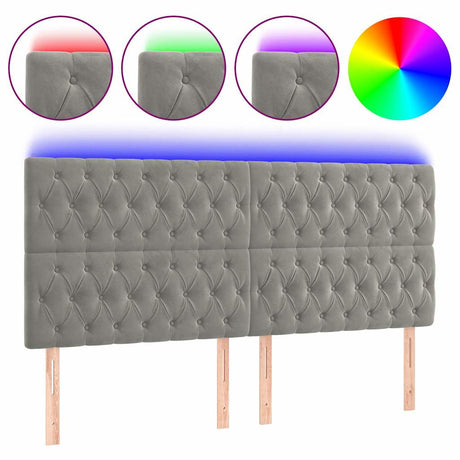 Vidaxl hoofdbord led 200x7x118 128 cm fluweel lichtgrijs