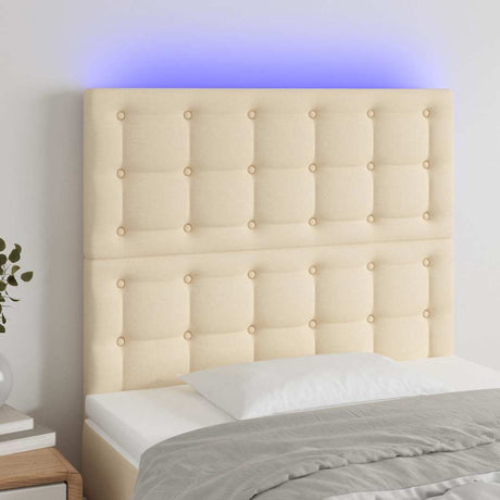 Vidaxl hoofdbord led 80x5x118 128 cm stof crèmekleurig