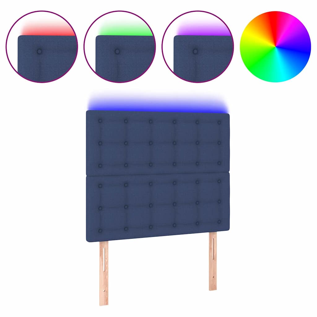 Vidaxl hoofdbord led 80x5x118 128 cm stof blauw