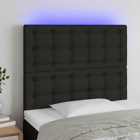 Vidaxl hoofdbord led 90x5x118 128 cm stof zwart