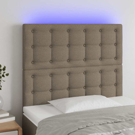 Vidaxl hoofdbord led 100x5x118 128 cm stof taupe