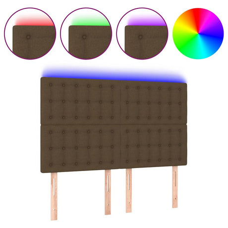 Vidaxl hoofdbord led 144x5x118 128 cm stof donkerbruin