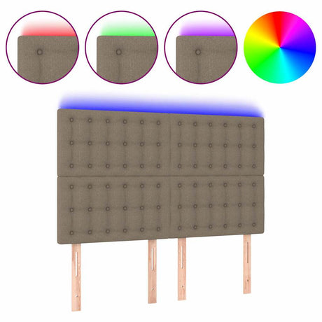 Vidaxl hoofdbord led 144x5x118 128 cm stof taupe