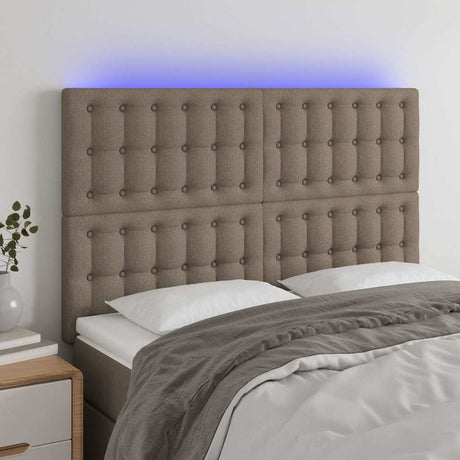 Vidaxl hoofdbord led 144x5x118 128 cm stof taupe