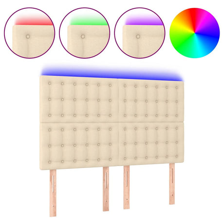 Vidaxl hoofdbord led 144x5x118 128 cm stof crèmekleurig
