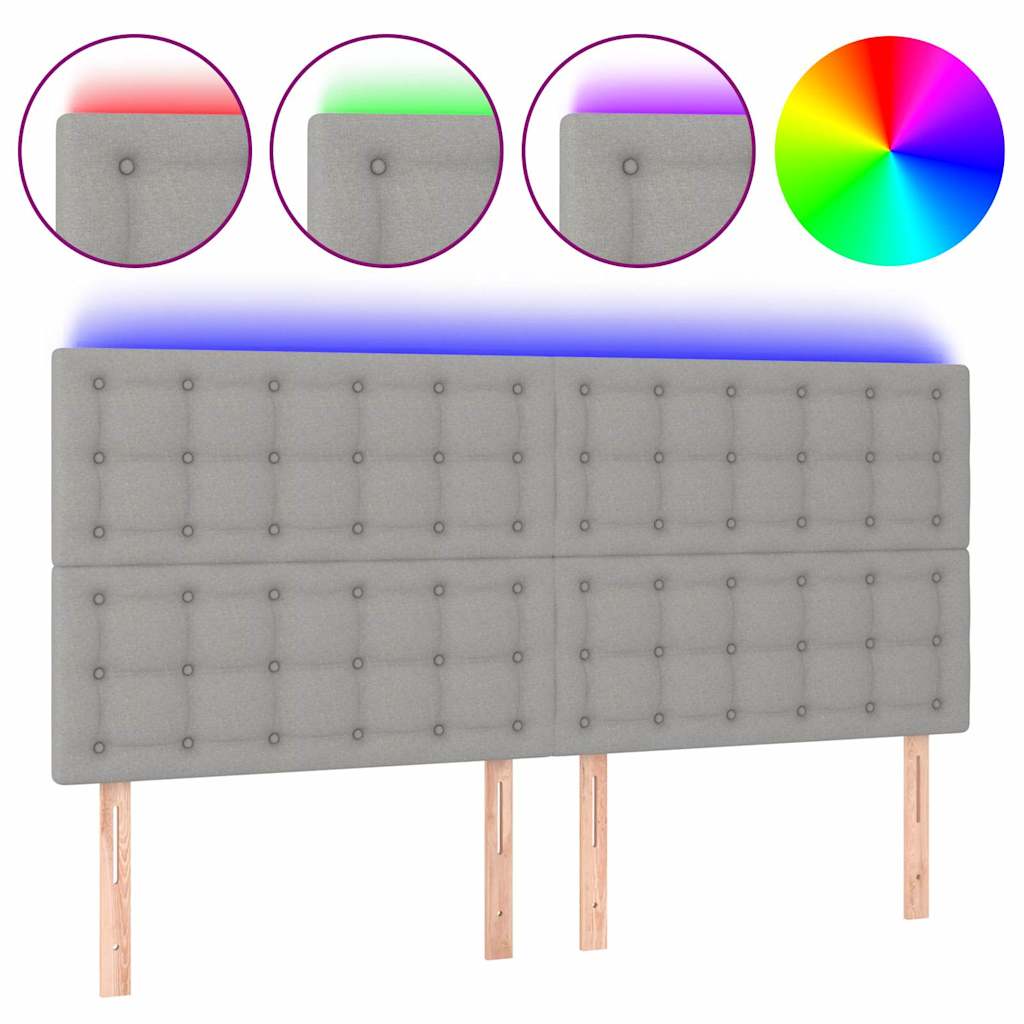 Vidaxl hoofdbord led 160x5x118 128 cm stof lichtgrijs