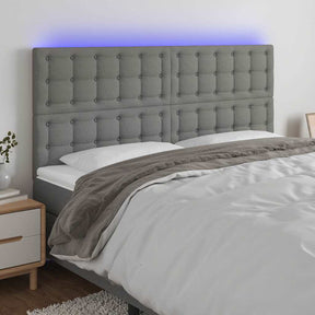 Vidaxl hoofdbord led 160x5x118 128 cm stof donkergrijs