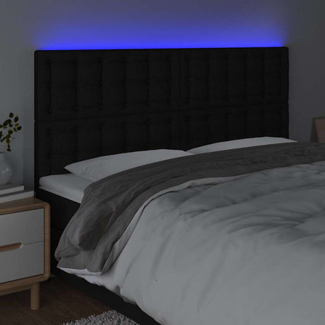 Vidaxl hoofdbord led 160x5x118 128 cm stof zwart